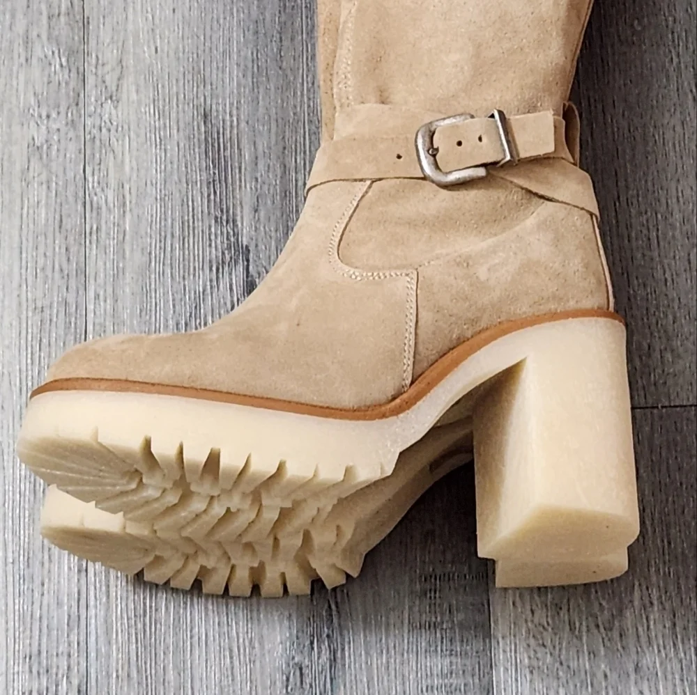 Free People Jasper Leather Platform‎ Over The Knee Tall  Boots